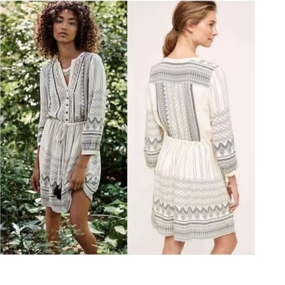 Anthropologie Floreat Perri Dress in Cream and Black Size 6